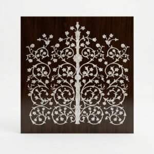 Handcrafted Mother of Pearl Inlay Wooden Wall Panel